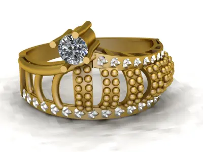 Crown Style Engagement Ring 3d Printable Model 3D print model