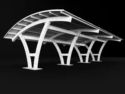 Wooden carport 2 3D model