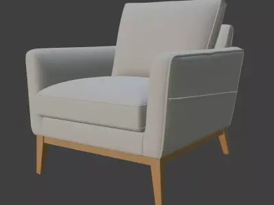 Gray Upholstered Armchair 3D Model 3D model
