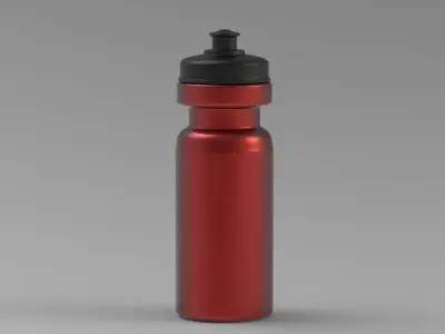 Red Sports Water Bottle With Black Plastic Cap Free 3D model