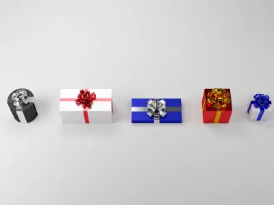 Gift Box Set Low-poly 3D model