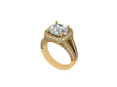 Solitaire Engagement Art Deco Ring 3D print model