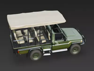 Open-Air Safari Game Viewer Truck 3D Model Low-poly 3D model