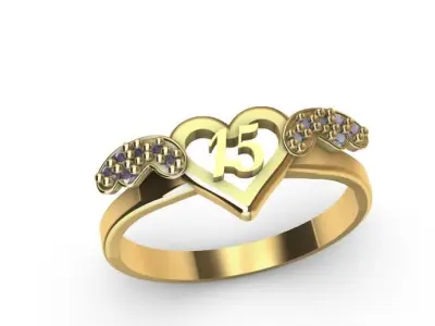 Anillo de 15 para dama-mujer -v- 3D print model