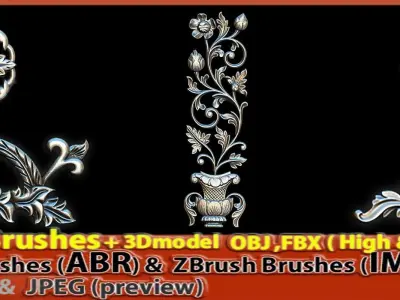 Ornament Brushes  3D Model  IMM Brush Vol 05 Low-poly 3D model
