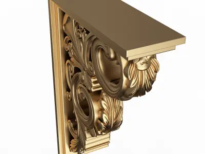 Bracket Carved Plaster Molding Decoration 02 Low-poly 3D model