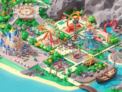 Amusement Park Low-poly 3D model