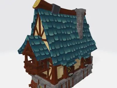 Cartoon House 08 Low-poly 3D model