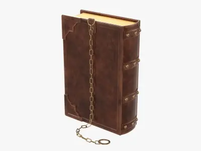 Old book in leather decorated 04 3D model