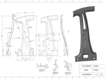 Car central pillar  3D print model