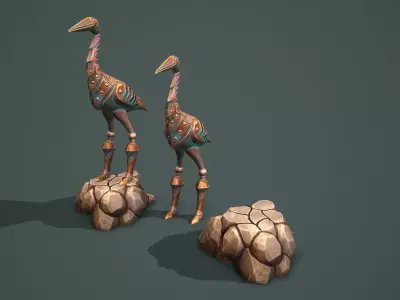 Statue heron Low-poly 3D model