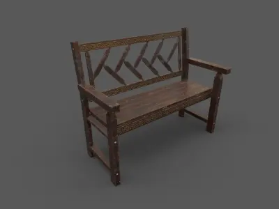 Street Bench Pack 22 Low-poly 3D model