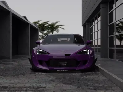 Realistic Car Alley Scene 3D Blender Textured FBX OBJ MTL Files 3D model