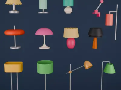 Stylized Lamps Pack Low-poly 3D model