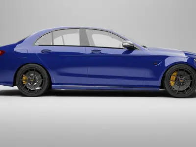 mercedez benz c63 with royal glossy blue edition Low-poly 3D model