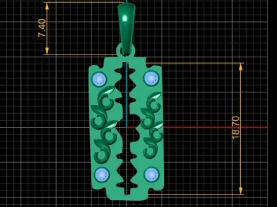 HEART PULES DESIGN BLADE PENDANT 3D print model