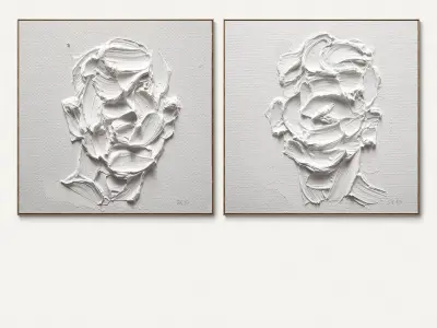 Plaster two square photo frames 62 Low-poly 3D model