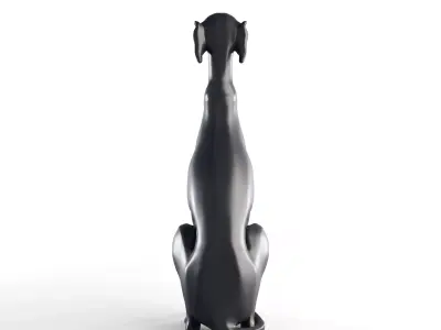 Realistic Greyhound Sculpture 3D Model Statue 3D model
