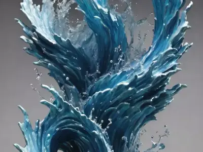 Water Wave Sculpture 3D Dynamic Ocean Art Frozen Motion Low-poly 3D model
