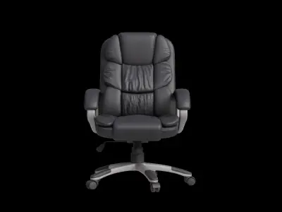 High Back Black Chair With Silver Arms And Legs 3D model