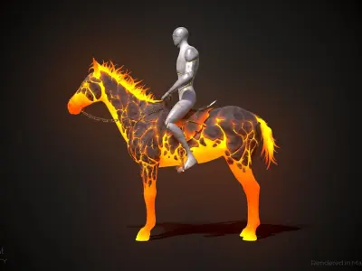 Fire Horse Animated Asset Low-poly 3D model