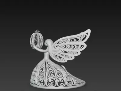 3D Flying Angel Holding Gift Christmas Model 3D print model