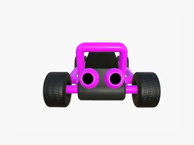Cartoon Kart H05 Pink - Vehicle Racing Design Low-poly 3D model