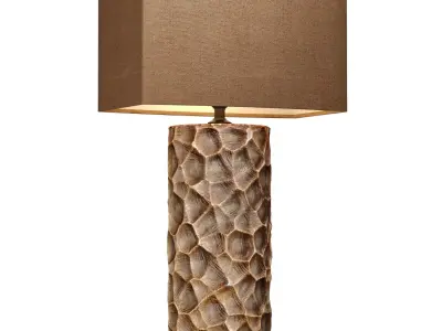 Bronze Metal Tall Oriental Nightstand Art Deco Table Lamp 3D model