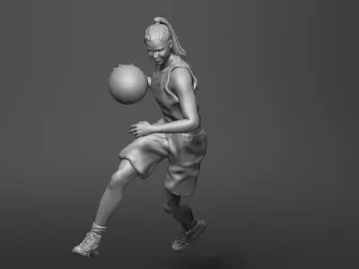 Female basketball girl statue 3D print model