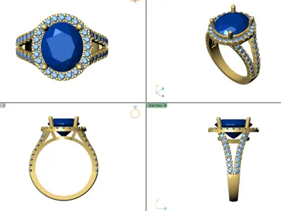 Oval halo Ring RIng Size 4 and one quarter 3D print model