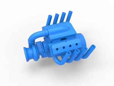 Funny car Turbo Engine V8 Scale 1 to 25 3D print model