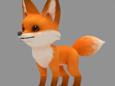 Cartoon Fox Cub Low-poly 3D model