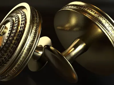 Luxury Cufflink with alphabet R 3D print model