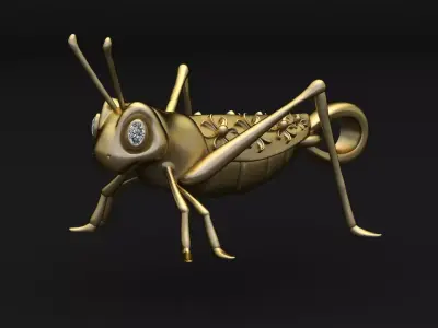 golden grasshopper pendant  3D print model