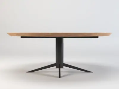 Table - round table - meeting table - wood table - dining table Low-poly 3D model