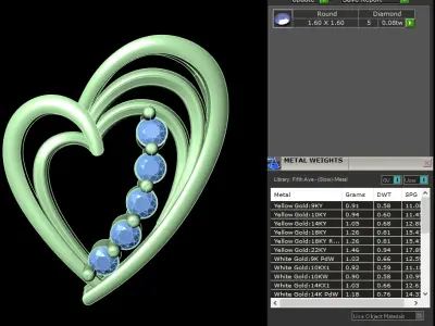 light weight yellow gold  diamond pendent -DOC-P8097 3D print model