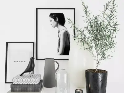 Set with olive tree 3D model