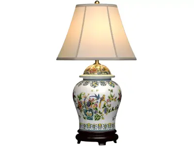 Floral European Provence Porcelain Nightstand Bedside Table Lamp 3D model