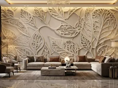  modern panel wall decor set relief stl mural CNC 276 3D model