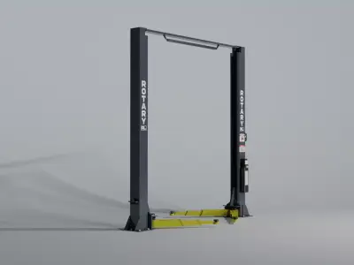 Low Poly Two Post Car Lift for Automotive Garage Low-poly 3D model