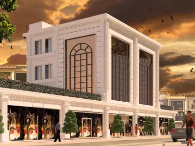 Office Building Exterior 3ds Max V-Ray Scene 3D model