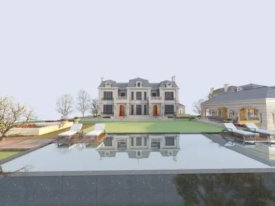 Luxury castle manor 3D model Low-poly 3D model