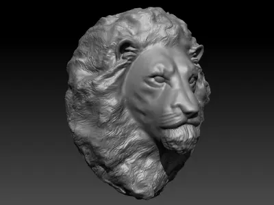 Lion head Sculpture 3D model
