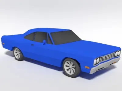 Low Poly Cartoon Plymouth Roadrunner Car Low-poly 3D model