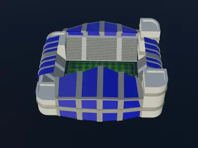 Football Stadium - Blue Low-poly 3D model