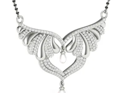 Necklace 3D print model gold with diamonds and pearls 3D print model