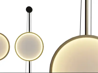 Gold Finish Round Panel Standing Floor Light   Low-poly 3D model