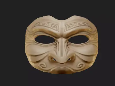 Oni Mask 13 Ethnic Demon Half Face 3D print model