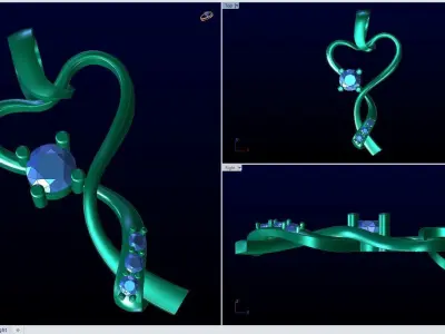 Heart pendent with diamonds 3D print model