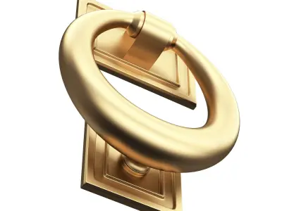 Classic Door Handle 02 Gold Low-poly 3D model